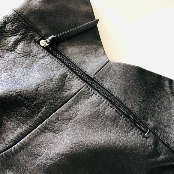 VINTAGE NYC Perlina Black Leather Shoulder Bag EUC - Picture 4 of 9